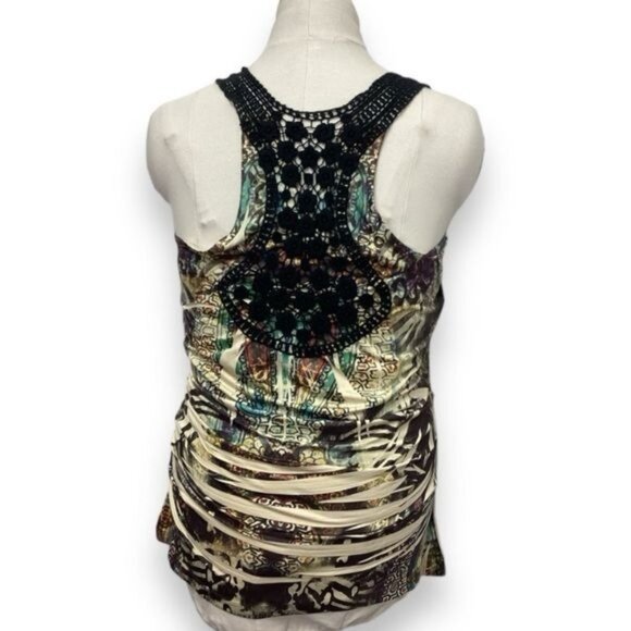 One World Women’s Crochet Lace Racerback Tank Top, Multi, size M - Picture 4 of 8